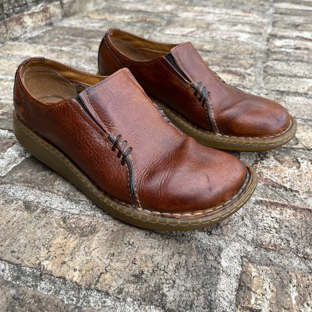Dr Martens Brown Leather Slip On Shoes 3A65 Mens Size 8 Womens Size 9 EU41